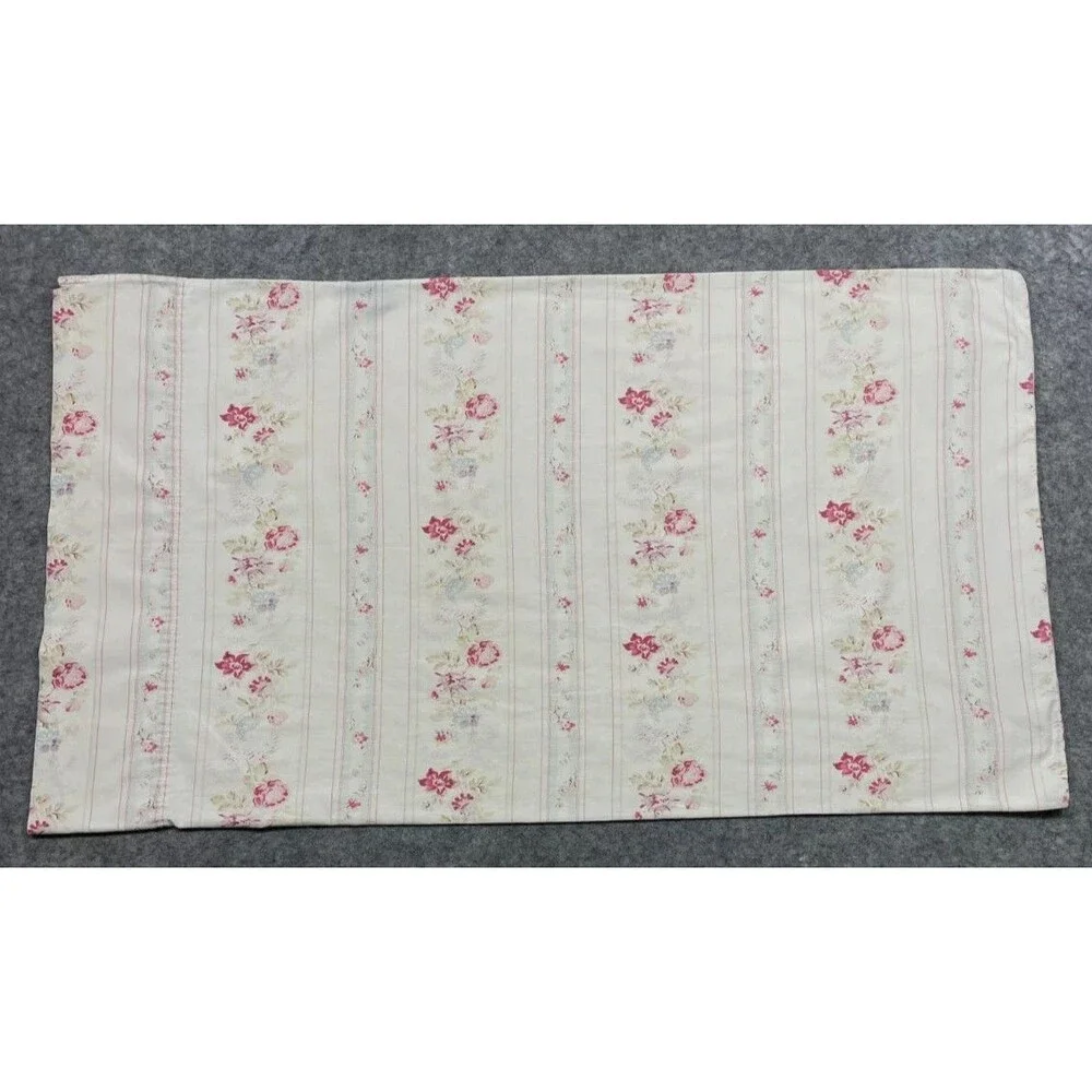 Vintage Ralph Lauren Josie Pillowcase Standard Pink Cottage Rose Floral Stripe